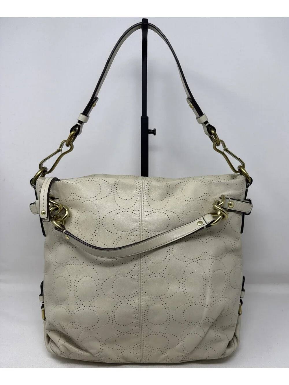 Coach Brooke Convertible Leather Shoulder Hobo bag  Ivory
